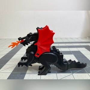 Vintage Lego Classic Black Dragon Figure Red Wings Castle Minifigure 6028